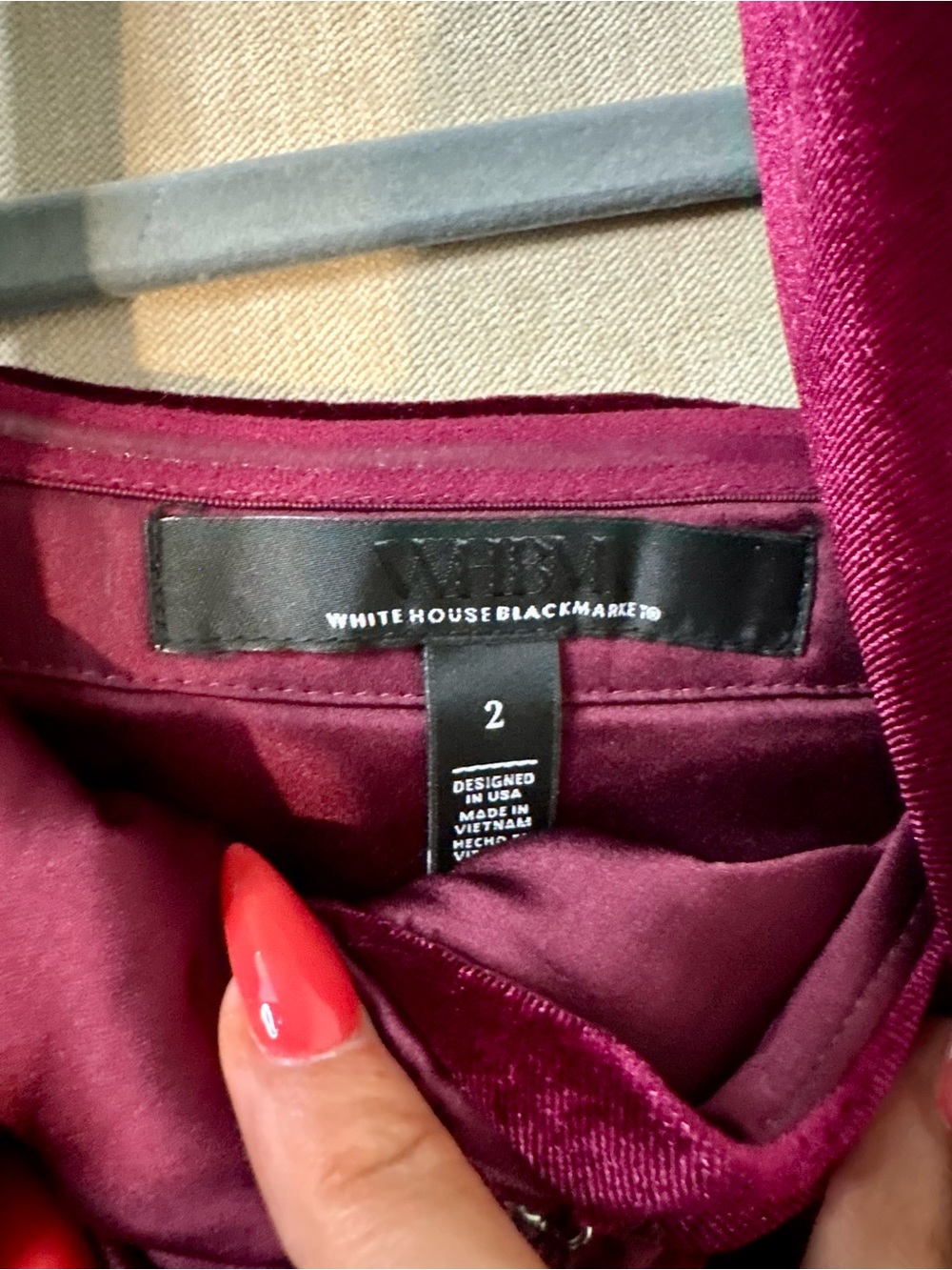 White House Black Market Velvet Halter Vest in Wine - Picture 2 of 5